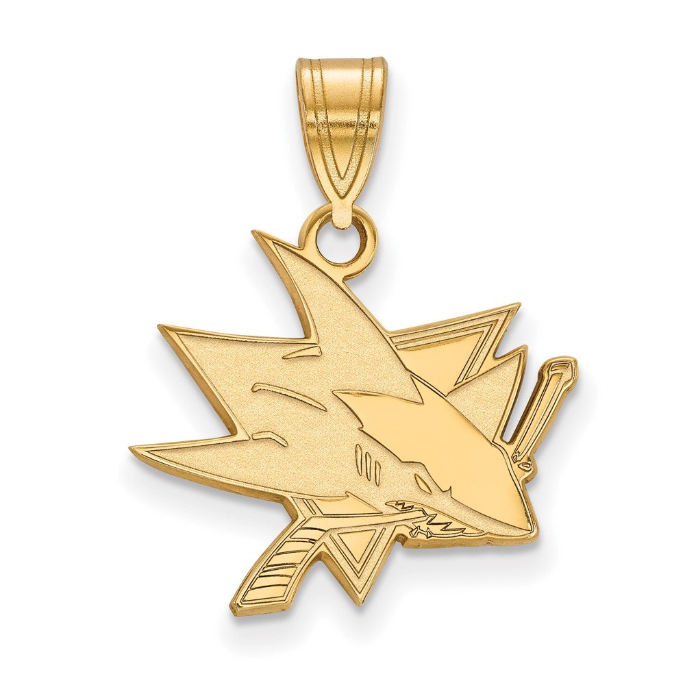 Sterling Silver Gold-plated NHL LogoArt San Jose Sharks Medium Pendant