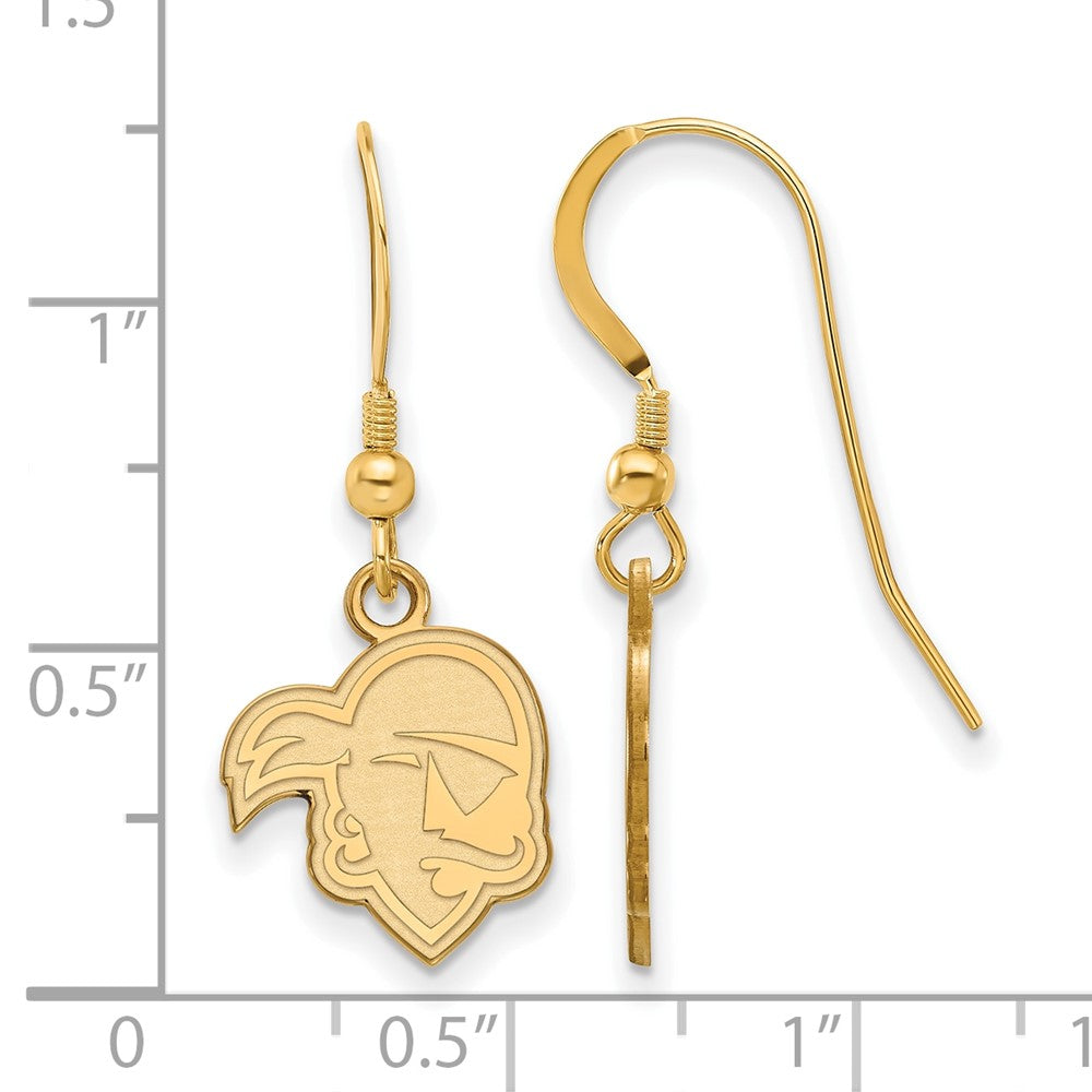 Sterling Silver Gold-plated LogoArt Seton Hall University Pirate Small Dangle Wire Earrings