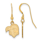 Sterling Silver Gold-plated LogoArt Seton Hall University Pirate Small Dangle Wire Earrings