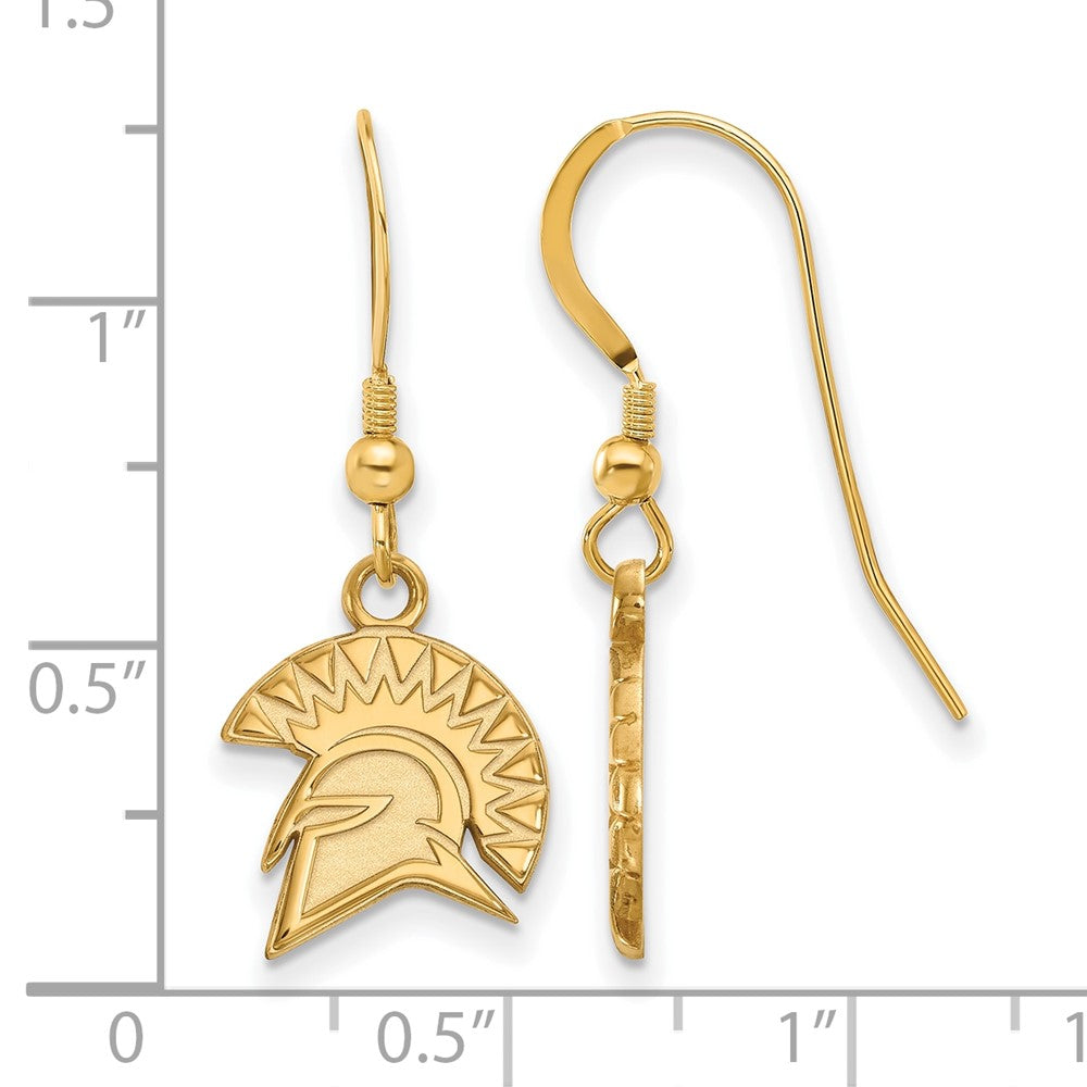 Sterling Silver Gold-plated LogoArt San Jose State University Spartan Small Dangle Wire Earrings