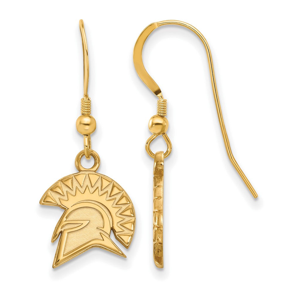 Sterling Silver Gold-plated LogoArt San Jose State University Spartan Small Dangle Wire Earrings