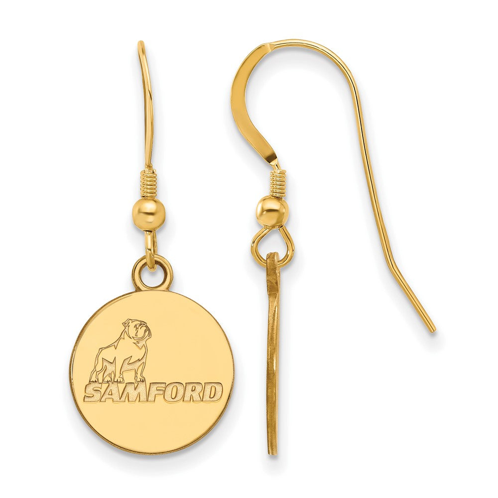 Sterling Silver Gold-plated LogoArt Samford University Small Dangle Wire Earrings