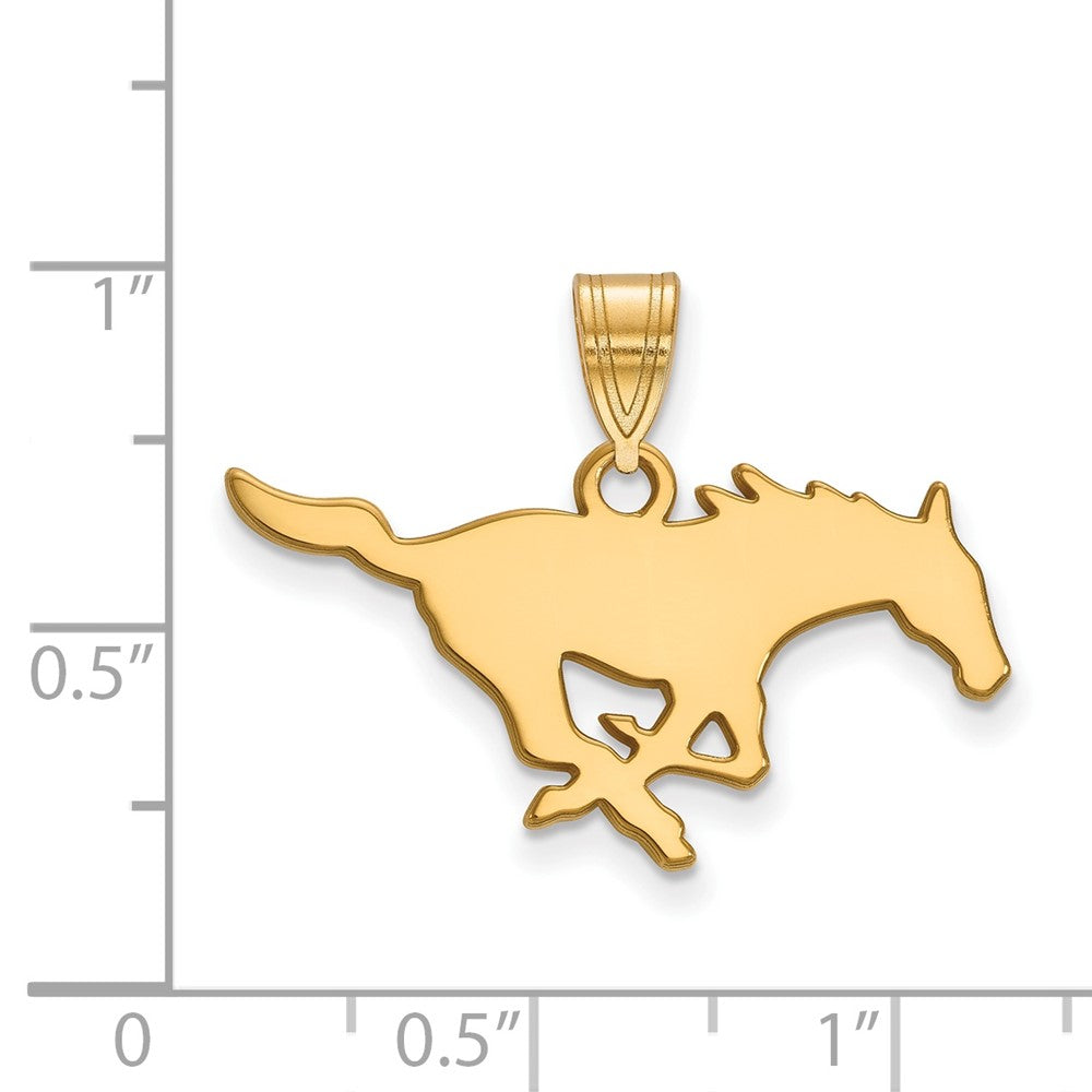Sterling Silver Gold-plated LogoArt Southern Methodist University Mustang Medium Pendant
