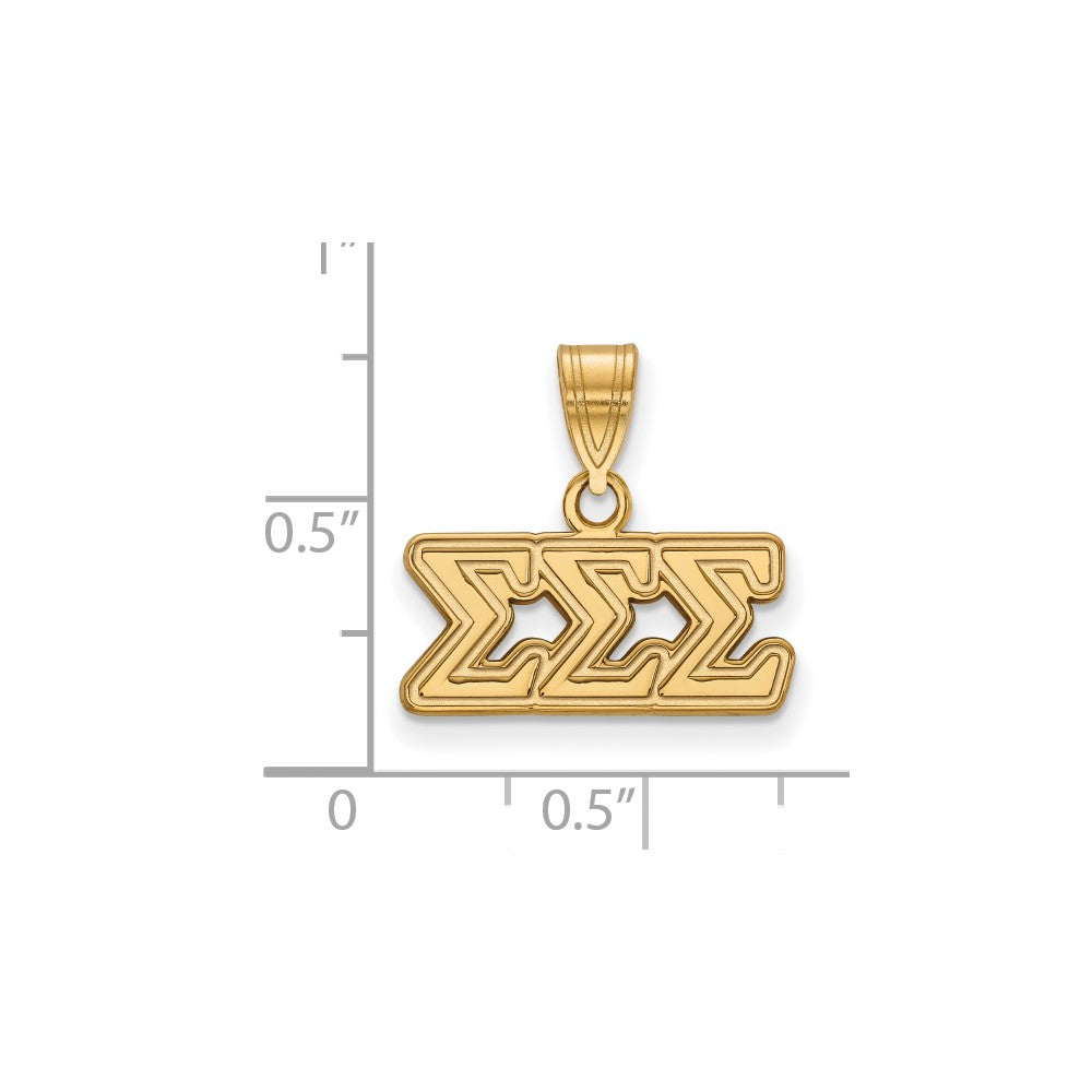 Sterling Silver Gold-plated LogoArt Sigma Sigma Sigma Sorority Greek Letters Medium Pendant
