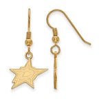 Sterling Silver Gold-plated NHL LogoArt Dallas Stars Small Wire Dangle Earrings