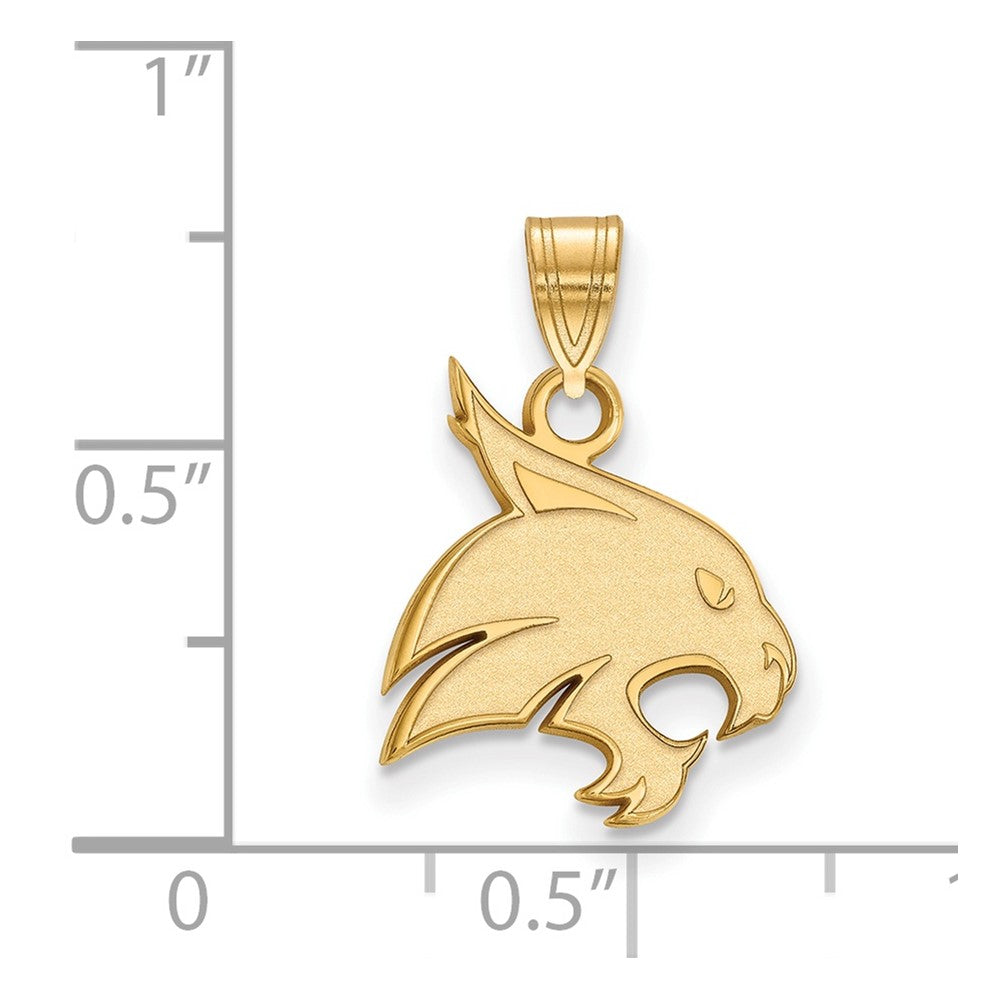 14k Gold LogoArt Texas State University Bobcat Medium Pendant