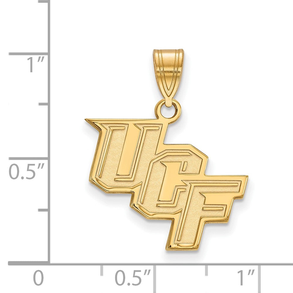 Sterling Silver Gold-plated LogoArt University of Central Florida U-C-F Medium Pendant