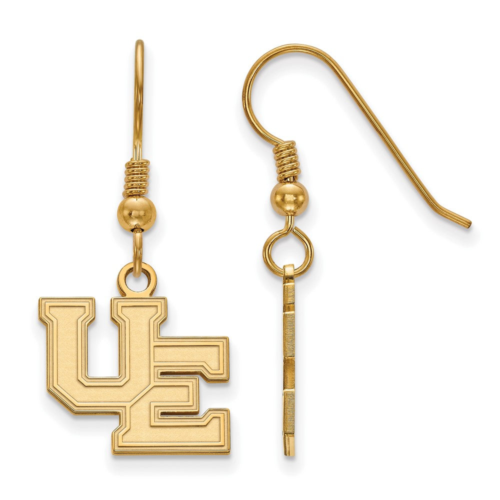 Sterling Silver Gold-plated LogoArt University of Evansville Purple Aces Small Dangle Wire Earrings