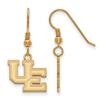 Sterling Silver Gold-plated LogoArt University of Evansville Purple Aces Small Dangle Wire Earrings