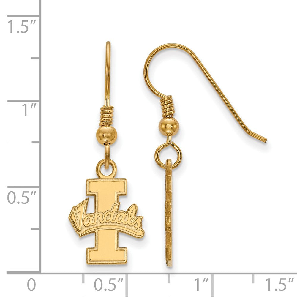 Sterling Silver Gold-plated LogoArt University of Idaho Vandals Small Dangle Wire Earrings