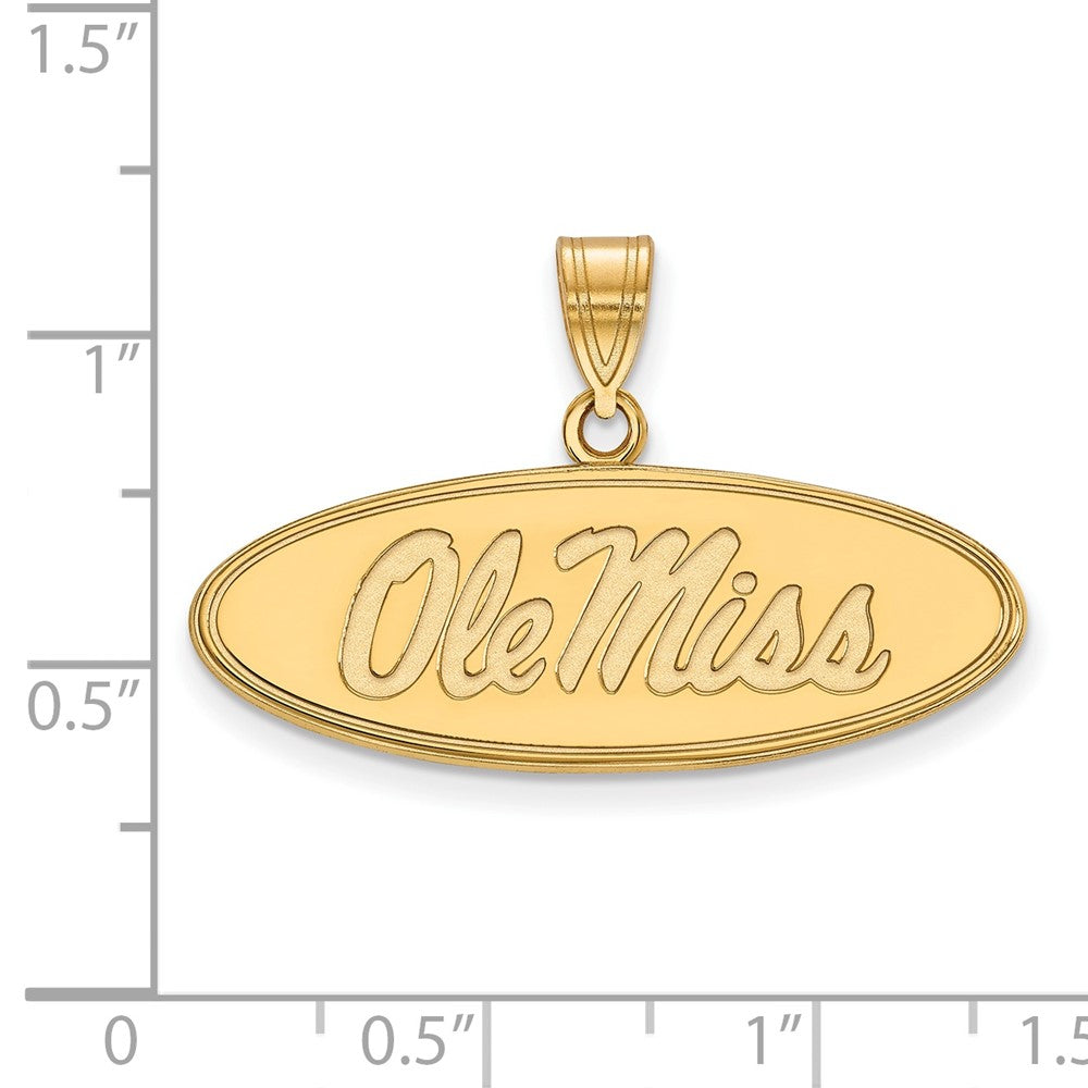 10k Gold LogoArt University of Mississippi Ole Miss Medium Oval Pendant