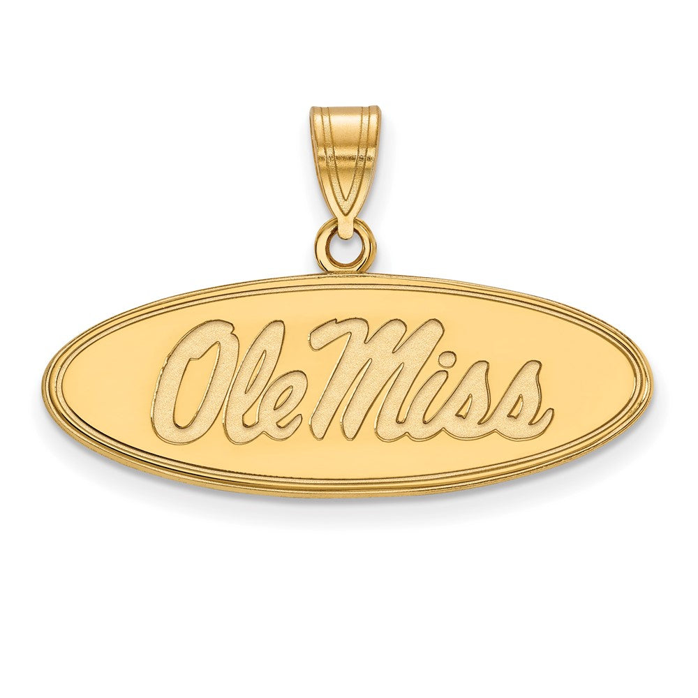 10k Gold LogoArt University of Mississippi Ole Miss Medium Oval Pendant