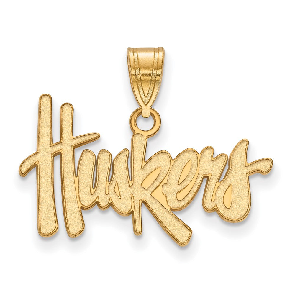 Sterling Silver Gold-plated LogoArt University of Nebraska Huskers Medium Pendant