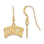 Sterling Silver Gold-plated LogoArt University of Nevada-Las Vegas U-N-L-V Small Dangle Wire Earrings