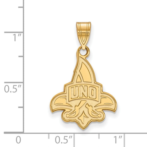 10k Gold LogoArt University of New Orleans U-N-O Large Pendant