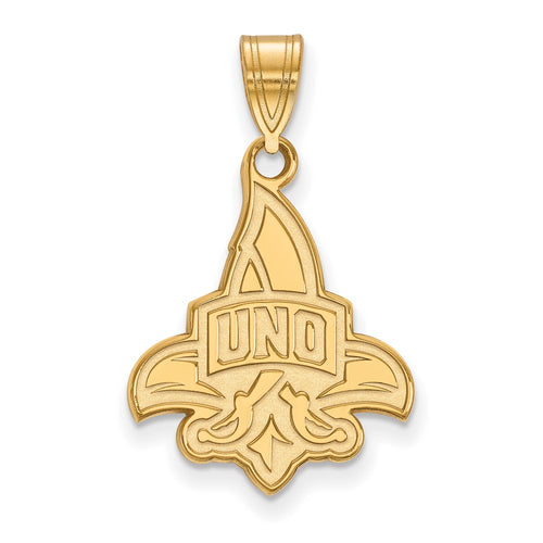 10k Gold LogoArt University of New Orleans U-N-O Large Pendant