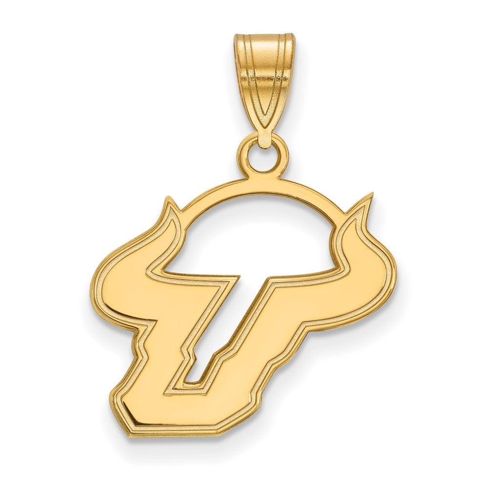 Sterling Silver Gold-plated LogoArt University of South Florida Bull Medium Pendant