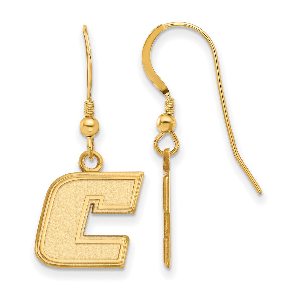 Sterling Silver Gold-plated LogoArt University of Tennessee at Chattanooga Letter C Small Dangle Wire Earrings