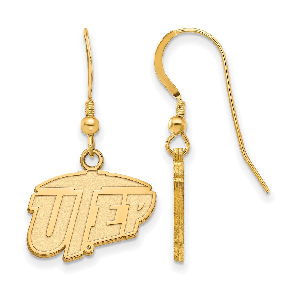 Sterling Silver Gold-plated LogoArt University of Texas at El Paso Small Dangle Earrings