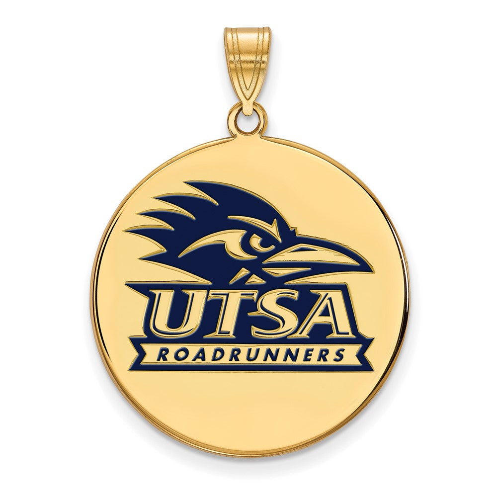 Sterling Silver Gold-plated LogoArt University of Texas at San Antonio Extra Large Enameled Disc Pendant