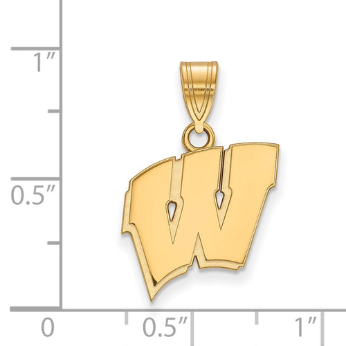 10k Gold LogoArt University of Wisconsin Letter W Medium Pendant