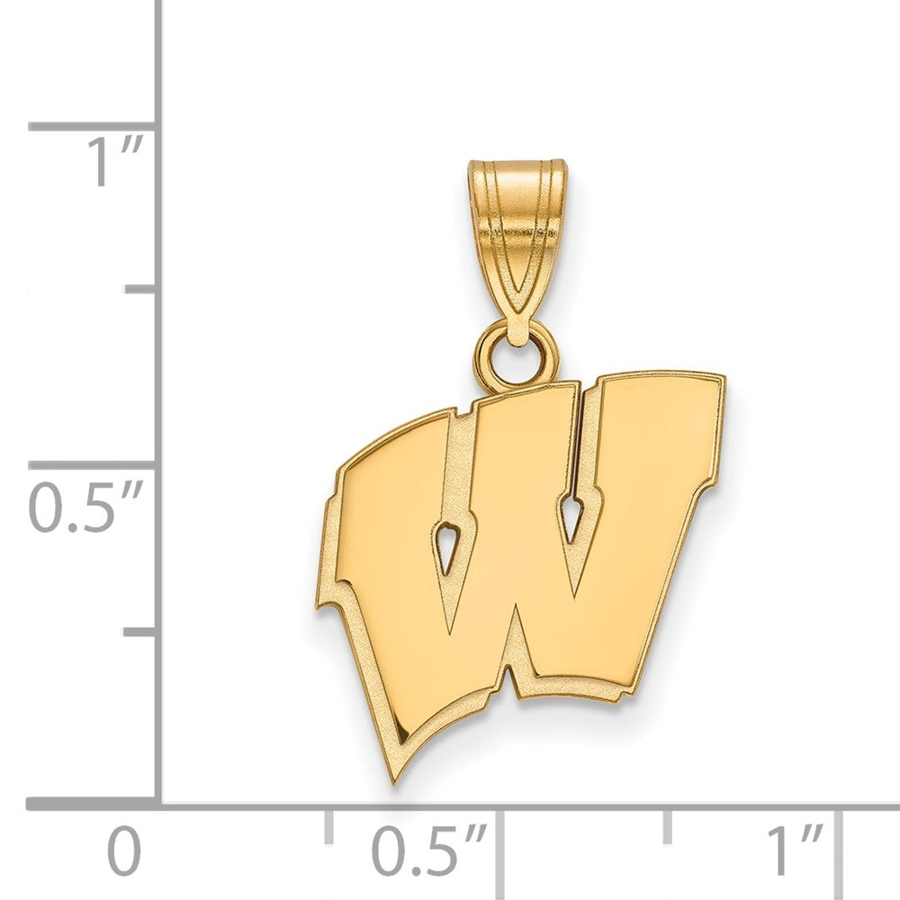 14k Gold LogoArt University of Wisconsin Letter W Medium Pendant
