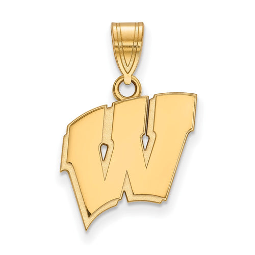 10k Gold LogoArt University of Wisconsin Letter W Medium Pendant
