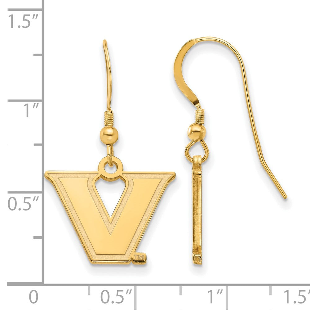 Sterling Silver w/GP LogoArt Vanderbilt University Small Dangle Earrings