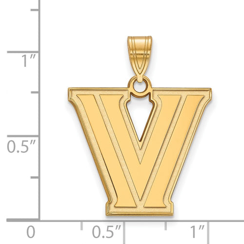10k Gold LogoArt Villanova University Letter V Large Pendant
