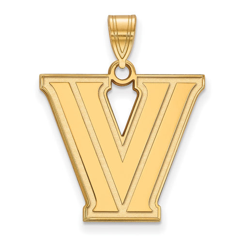 10k Gold LogoArt Villanova University Letter V Large Pendant