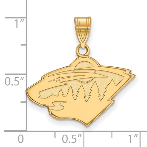 10k Gold NHL LogoArt Minnesota Wild Medium Pendant