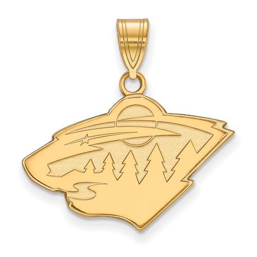 10k Gold NHL LogoArt Minnesota Wild Medium Pendant