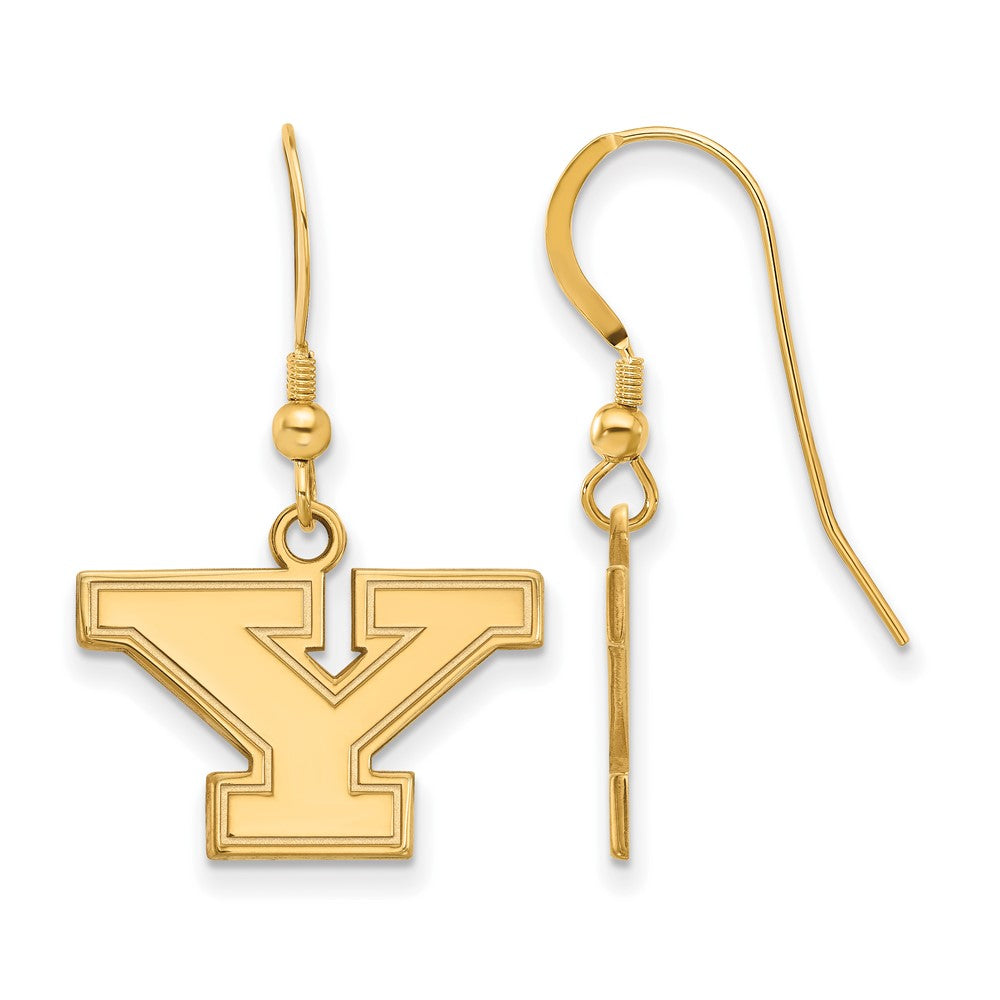 Sterling Silver Gold-plated LogoArt Youngstown State University Letter Y Small Dangle Wire Earrings