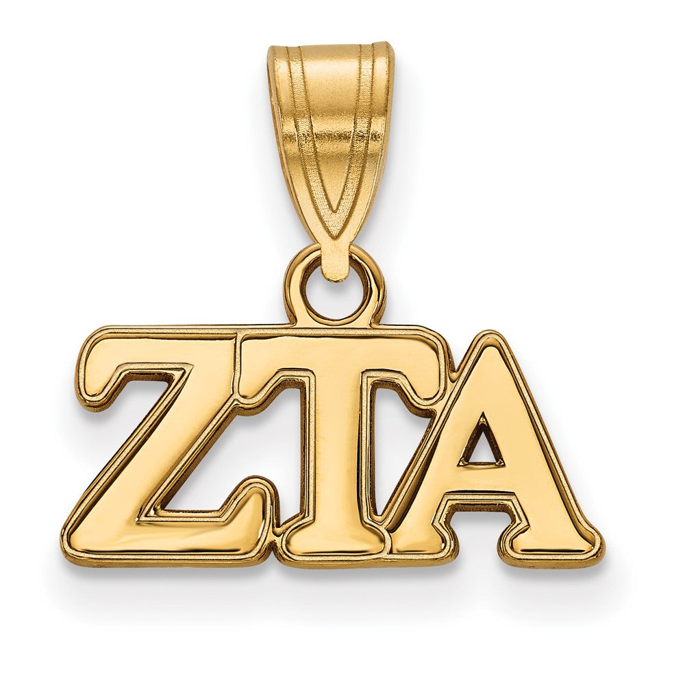 Sterling Silver Gold-plated LogoArt Zeta Tau Alpha Sorority Greek Letters Medium Pendant