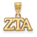 Sterling Silver Gold-plated LogoArt Zeta Tau Alpha Sorority Greek Letters Medium Pendant