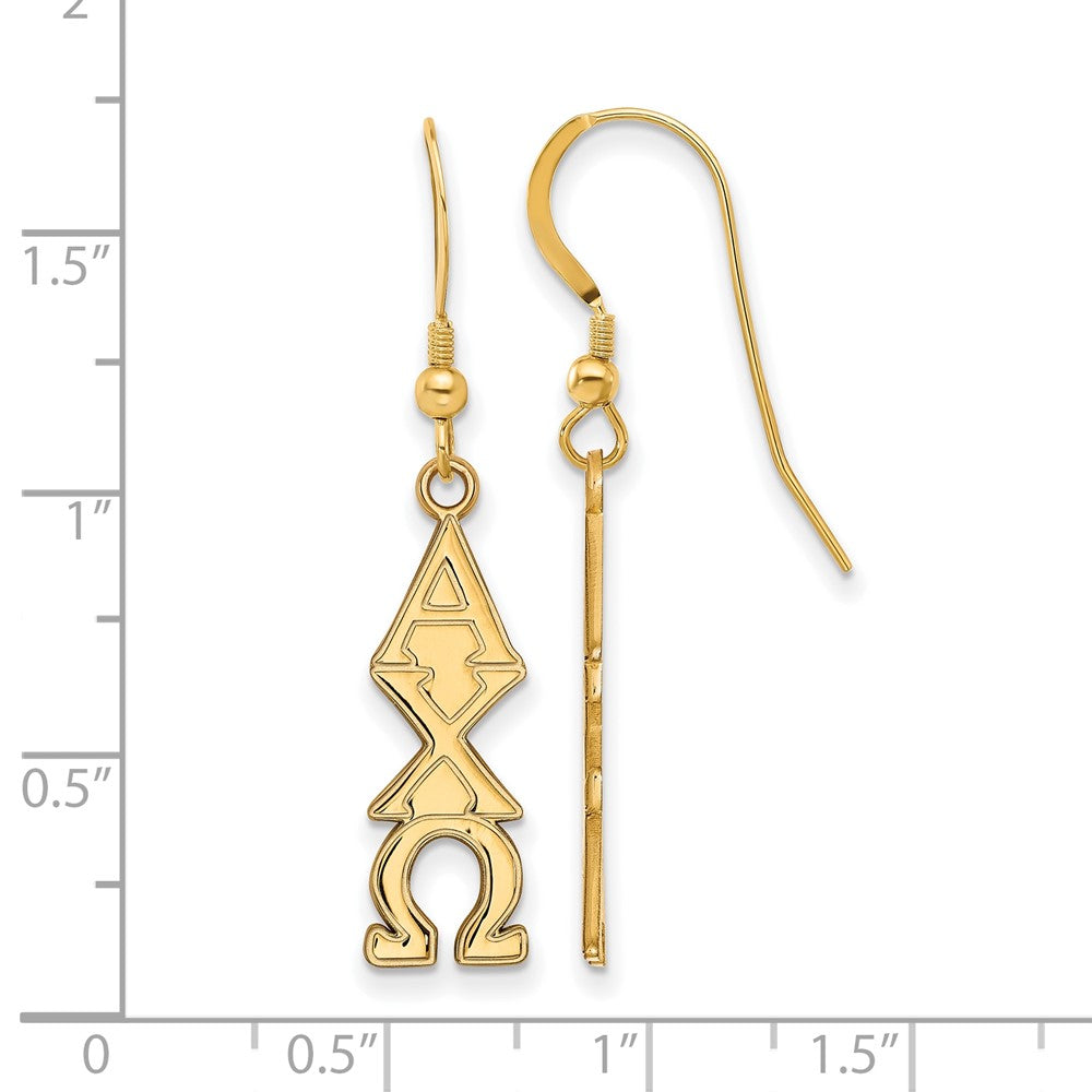 Sterling Silver Gold-plated LogoArt Alpha Chi Omega Sorority Greek Letters Small Dangle Earrings