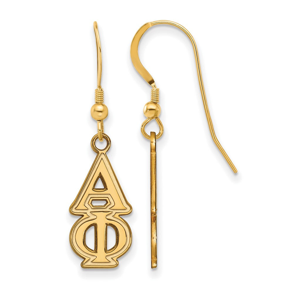 Sterling Silver Gold-plated LogoArt Alpha Phi Sorority Greek Letters Medium Dangle Earrings