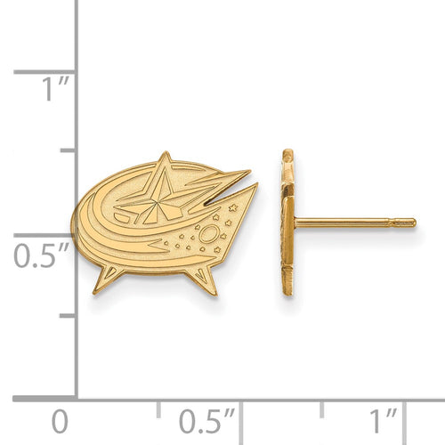 10k Gold NHL LogoArt Columbus Blue Jackets Small Post Earrings