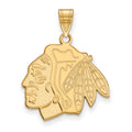 Sterling Silver Gold-plated NHL LogoArt Chicago Blackhawks Large Pendant