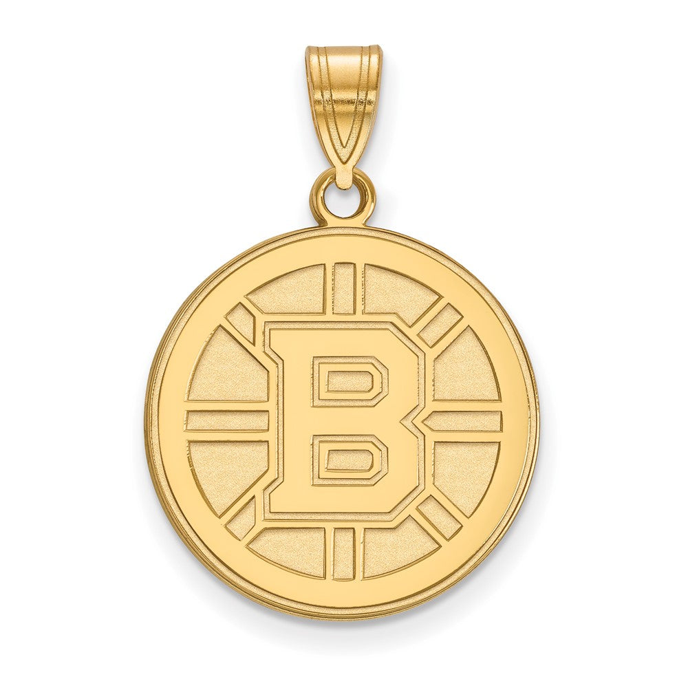 Sterling Silver Gold-plated NHL LogoArt Boston Bruins Large Pendant