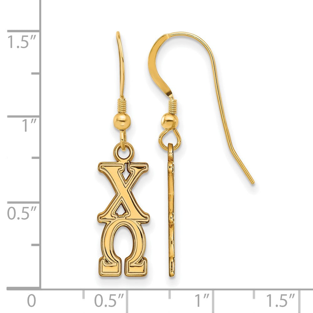 Sterling Silver Gold-plated LogoArt Chi Omega Sorority Greek Letters Medium Dangle Earrings