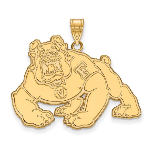 10k Gold LogoArt California State University Fresno Bulldog Extra Large Pendant