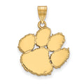 Sterling Silver Gold-plated LogoArt Clemson University Tiger Paw Large Pendant