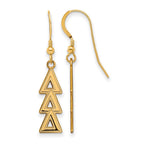 Sterling Silver Gold-plated LogoArt Delta Delta Delta Sorority Greek Letters Medium Dangle Earrings