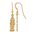 Sterling Silver Gold-plated LogoArt Delta Phi Epsilon Sorority Greek Letters Small Dangle Earrings