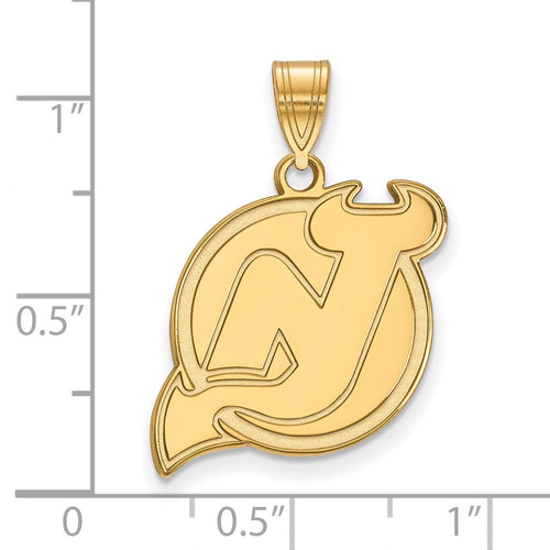10k Gold NHL LogoArt New Jersey Devils Large Pendant