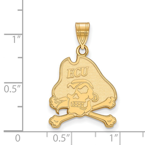 10k Gold LogoArt East Carolina University Pirate Large Pendant