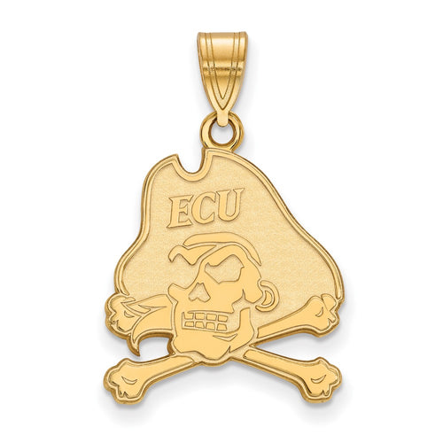 10k Gold LogoArt East Carolina University Pirate Large Pendant