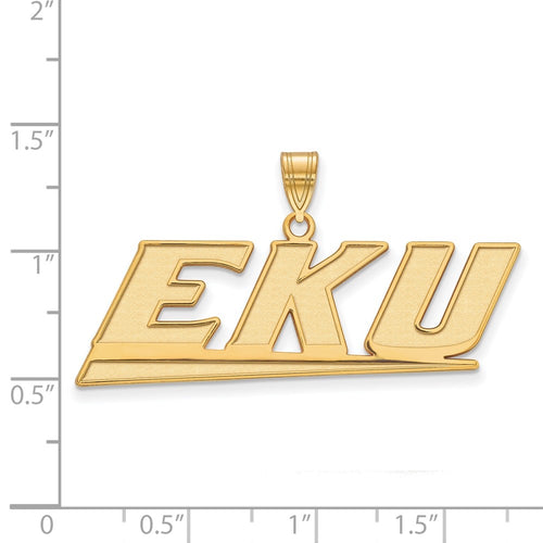 10k Gold LogoArt Eastern Kentucky University E-K-U Large Pendant