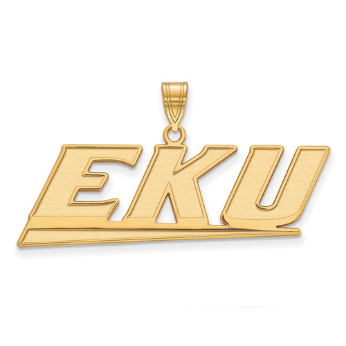10k Gold LogoArt Eastern Kentucky University E-K-U Large Pendant